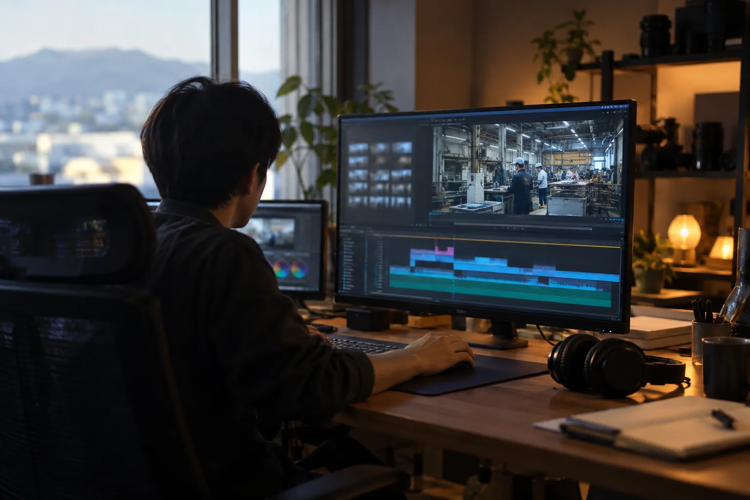 動画の編集ソフトでタイムラインを組んでいる画面