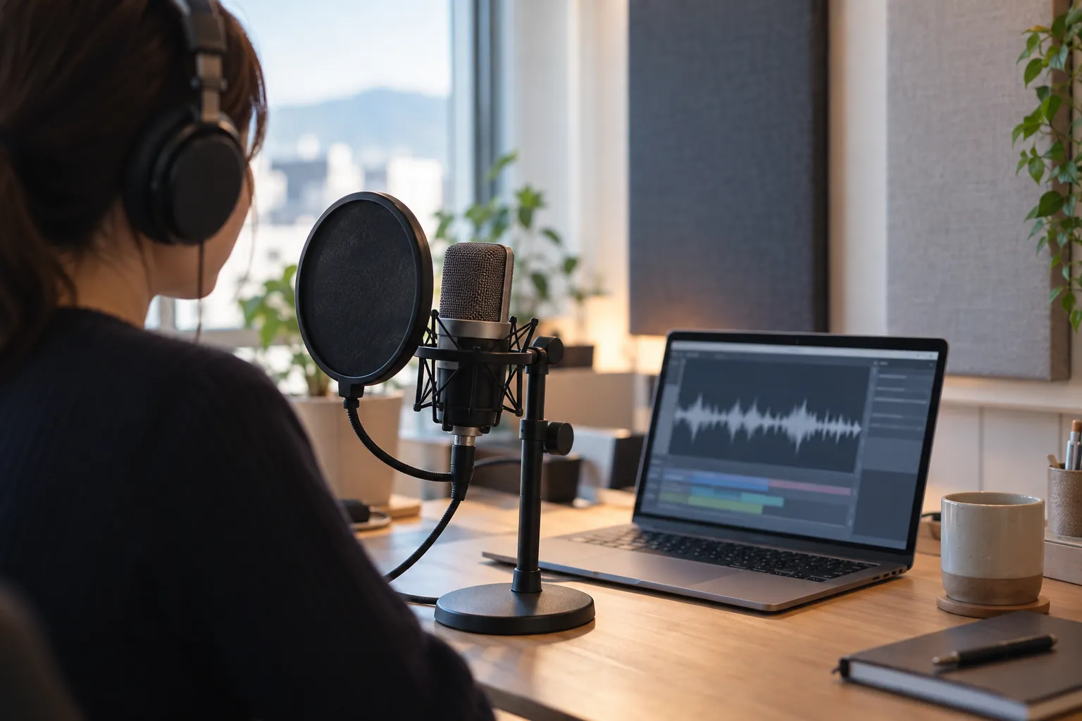 マイクとノートパソコンの音声波形